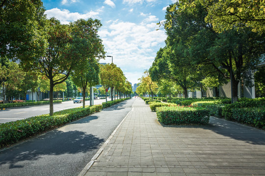 The century avenue of street scene in shanghai Lujiazui,China.