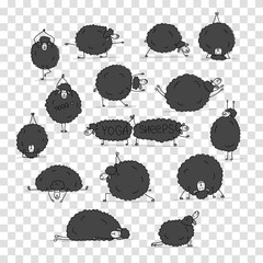 Funny sheep doing yoga, sketch for your design