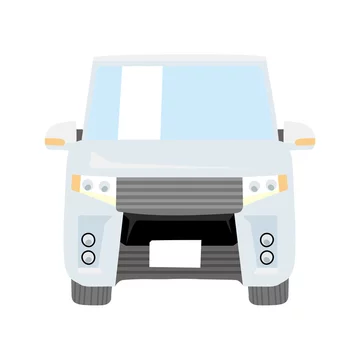 デフォルメされた可愛い車のイラスト 白 コミカル ミニバン ファミリーカー 正面 Stock ベクター Adobe Stock