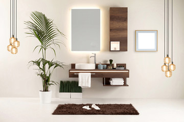 modern wall clean bathroom style and interior decorative design, modern lamp