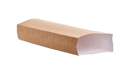 Brown food box, packaging for fast food isolated on white background.