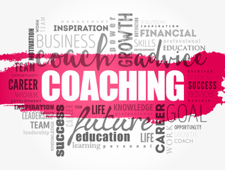 COACHING word cloud collage, business concept background