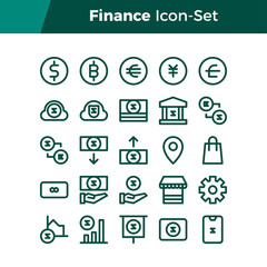 Simple Set of Finance and Technology Related Vector Line Icons. Contains such Icons as Money Changer, Dollar, Withdraw, Mobile Banking, and more. Editable Stroke. 32x32 Pixel Perfect.
