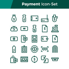 Simple Set of Payment Method Related Vector Line Icons. Contains such Icons as EDC Machine, ATM Machine, Bank Check, Bill, and more. Editable Stroke. 32x32 Pixel Perfect.