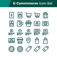 Simple Set of E-Commerce Related Vector Line Icons. Contains such Icons as Payment, Online Store, Online Shop, Mobile Payment, and more. Editable Stroke. 32x32 Pixel Perfect.