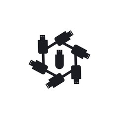 Cable usb logo template vector icon design