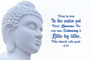 Drop by drop is the water pot filled. Likewise, the wise man, gathering it little by little, fills himself with good - buddha