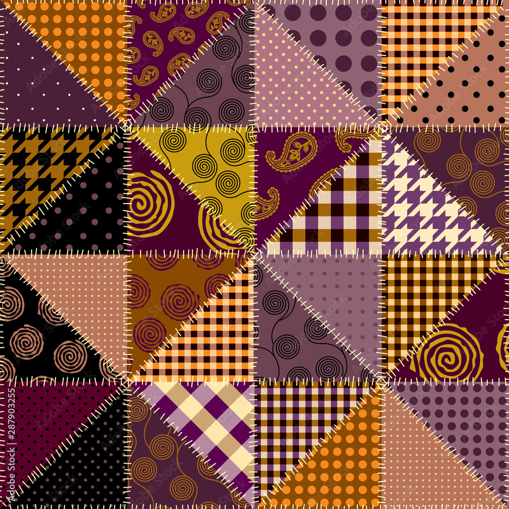 Poster Patchwork textile pattern. Seamless quilting design background.