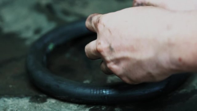 Repairing a bike tyre tube