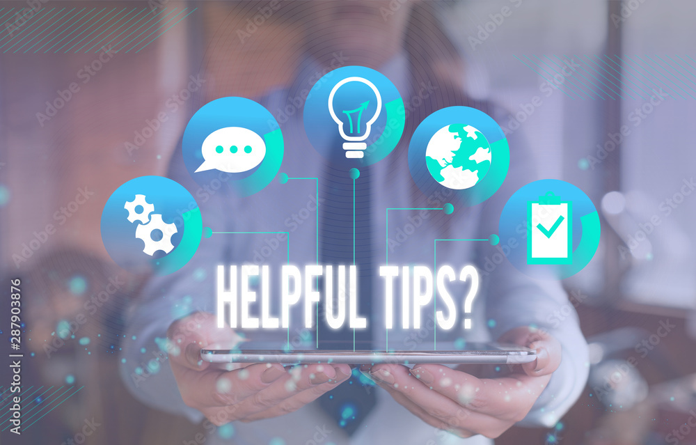 Poster writing note showing helpful tips question. business concept for secret information or advice given 