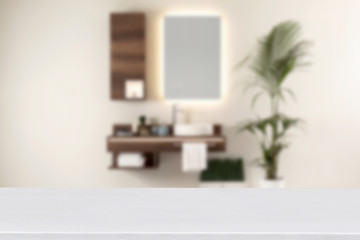 blur white table and background modern bathroom clean bathroom style and interior decorative design