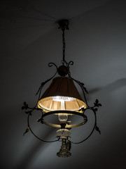vintage kerosene lamp - chandelier with large lampshade