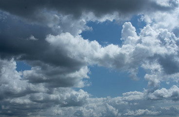 Obraz premium Dark and white clouds blue sky in Bavaria