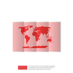 world map icons on paper cut style 3d design. vector illustration