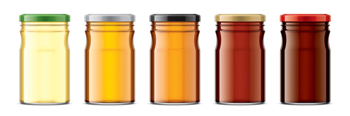 Set of Glass Jar with Honey. 