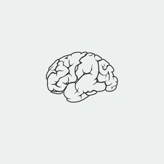 brain vector icon sign illustration grey background