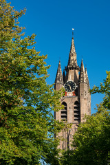 Tower of Oude Kerk (Old Church) in Delft, The Netherlands