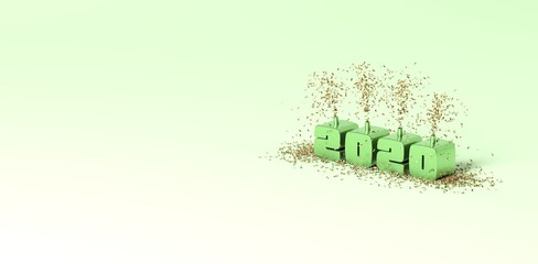 Happy new year 2020 green color