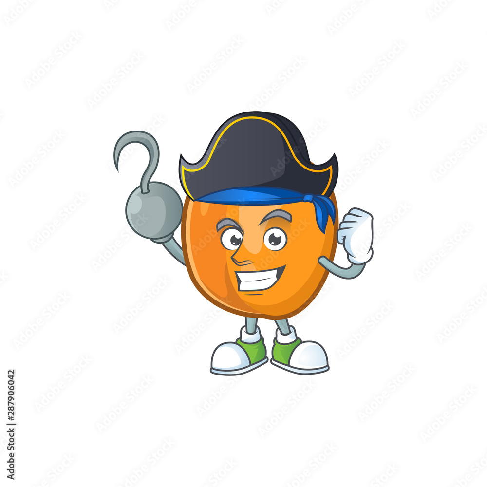 Sticker Pirate apricot cartoon character for nutritious maskot