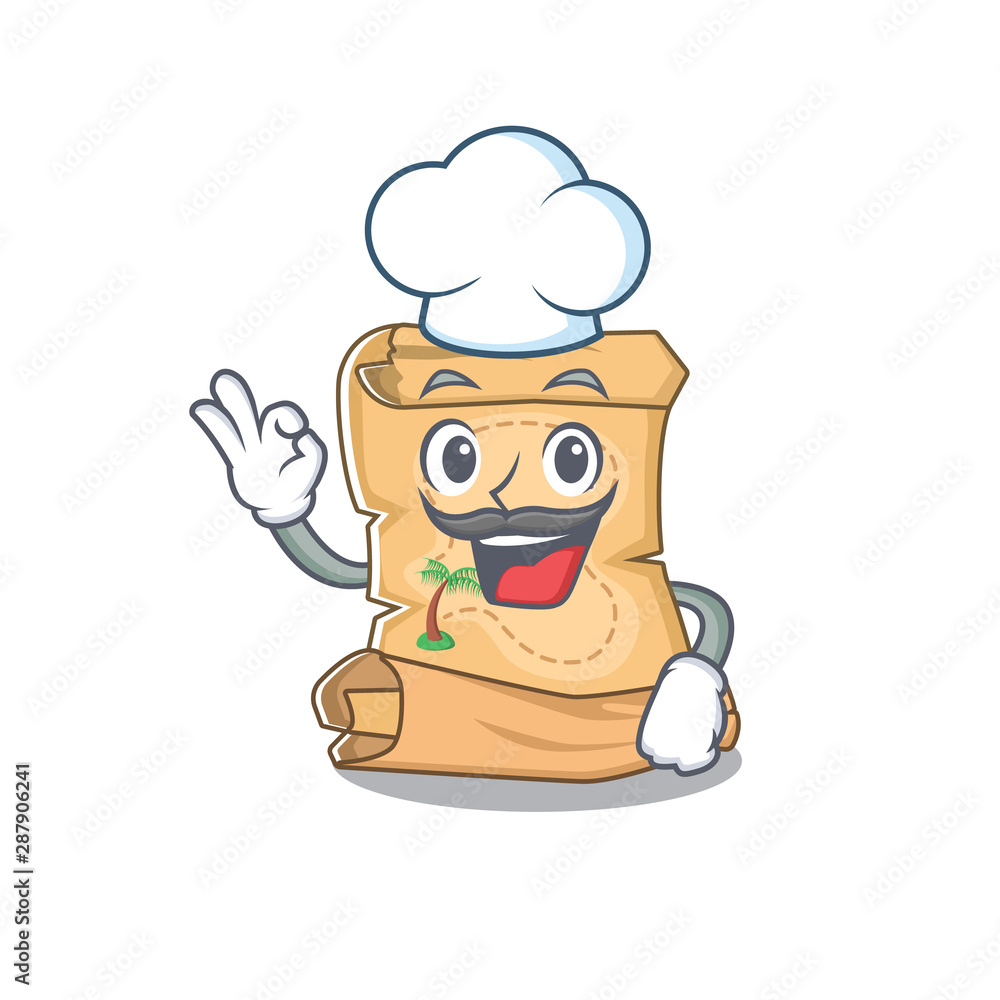 Wall mural chef mascot treasure map in character bag