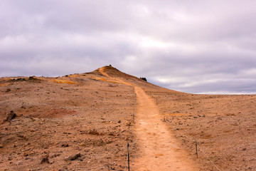 Namafjall Hverir geothermal area in North Iceland. Sulfur fields near of Mývatn lake, Iceland, Europe.