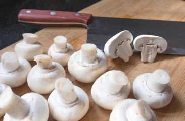 Mushrooms cooked for pizza. Fresh mushrooms.