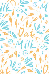 Seamlees pattern background. Doodle style, vector illustration. Oat flakes.
