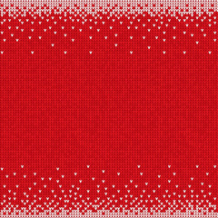 Fototapeta na wymiar Handmade knitted seamless abstract background red pattern with white border frame