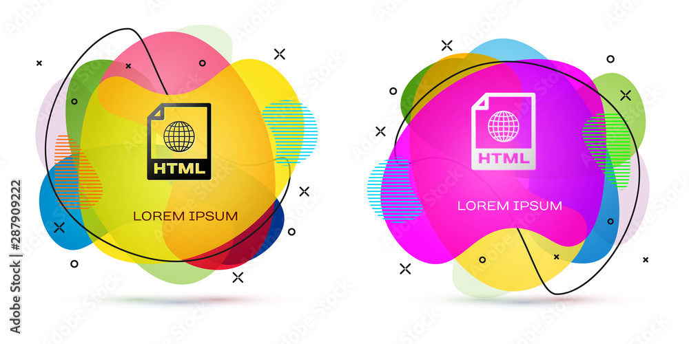 Poster color html file document. download html button icon isolated on white background. html file symbol. 
