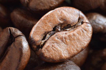 roasted coffee bean closed up beautiful food detail background