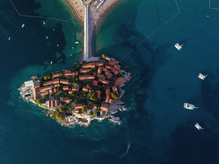 Aerial photo of Sveti Stefan island in Budva