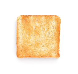 Tasty toasted bread on white background