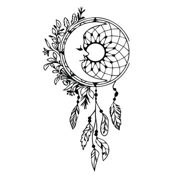 Dreamcatcher. Hand drawn. Vector. On a transparent background.