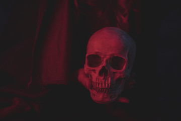 Red light cement skull design for halloween