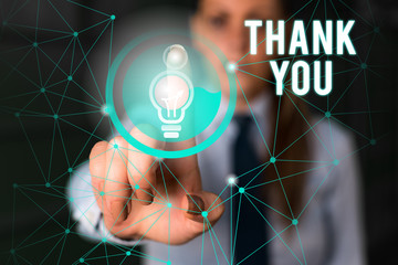 Word writing text Thank You. Business photo showcasing a polite expression used when acknowledging...