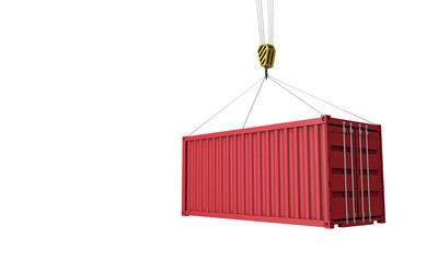 Shipping containers hanging from a crane. Business delivery comcept. 3D Render