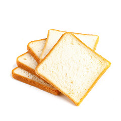 sliced toast bread isolated on a white background.