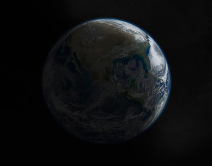 View of blue planet Earth on America during a sunrise 3D rendering elements of this image furnished by NASA