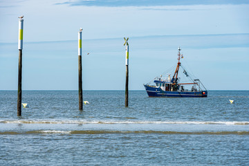 Crab cutter fishing near the coast