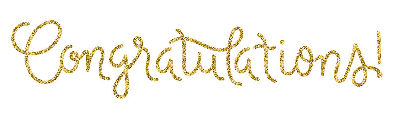 Calligraphy banner in gold glitter - CONGRATULATIONS!