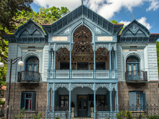 Famous historical blue palace in Borjomi
