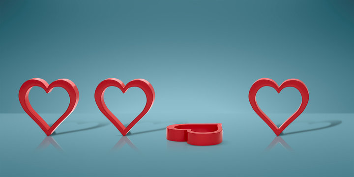 heart 3D model. symbol of love 3d render. 3d image.