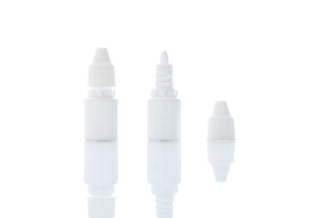 eye drop sterile medicine solution bottle on white background