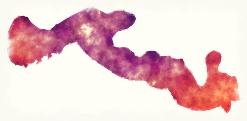 Janjanbureh region watercolor map of Gambia