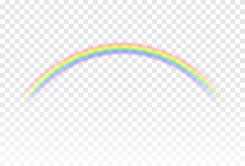 Rainbow icon isolated on transparent background. Spectrum fantasy pattern. Vector realistic translucent sky element template.