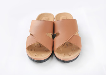 Shoes with orthopedic insoles on a white background. Podiatrist shoe.