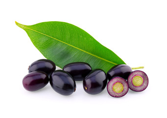 Jambolan plum or Java plum on white background