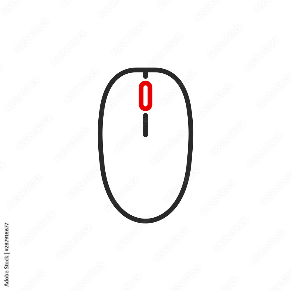 Poster wireless computer mouse outline flat icon. single high quality outline logo symbol for web design or
