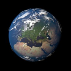Planet Earth in macro concept with Europe in focus.