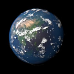 Planet Earth in macro concept with Asia in focus.